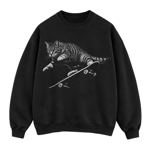 Skateboarding Cat Sweatshirt
