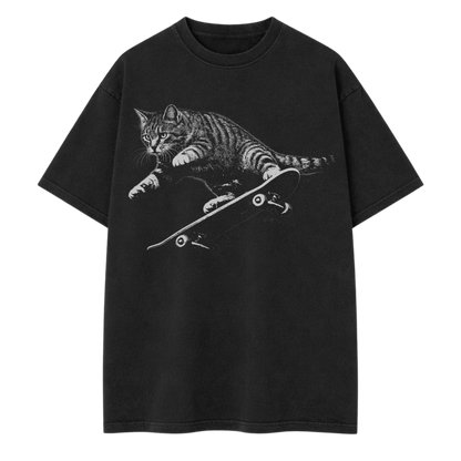Skateboarding Cat T Shirt